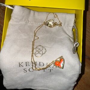 Kendra Scott Ari Heart Gold Pendant Necklace- Dichroic Glass